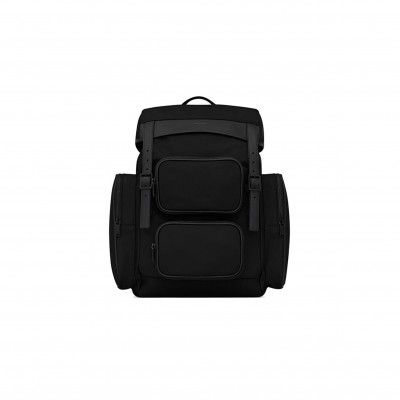 YSL CITY MULTI-POCKET BACKPACK IN ECONYL®, SMOOTH LEATHER AND NYLON 437110FAACZ1000 (42*34*22cm)